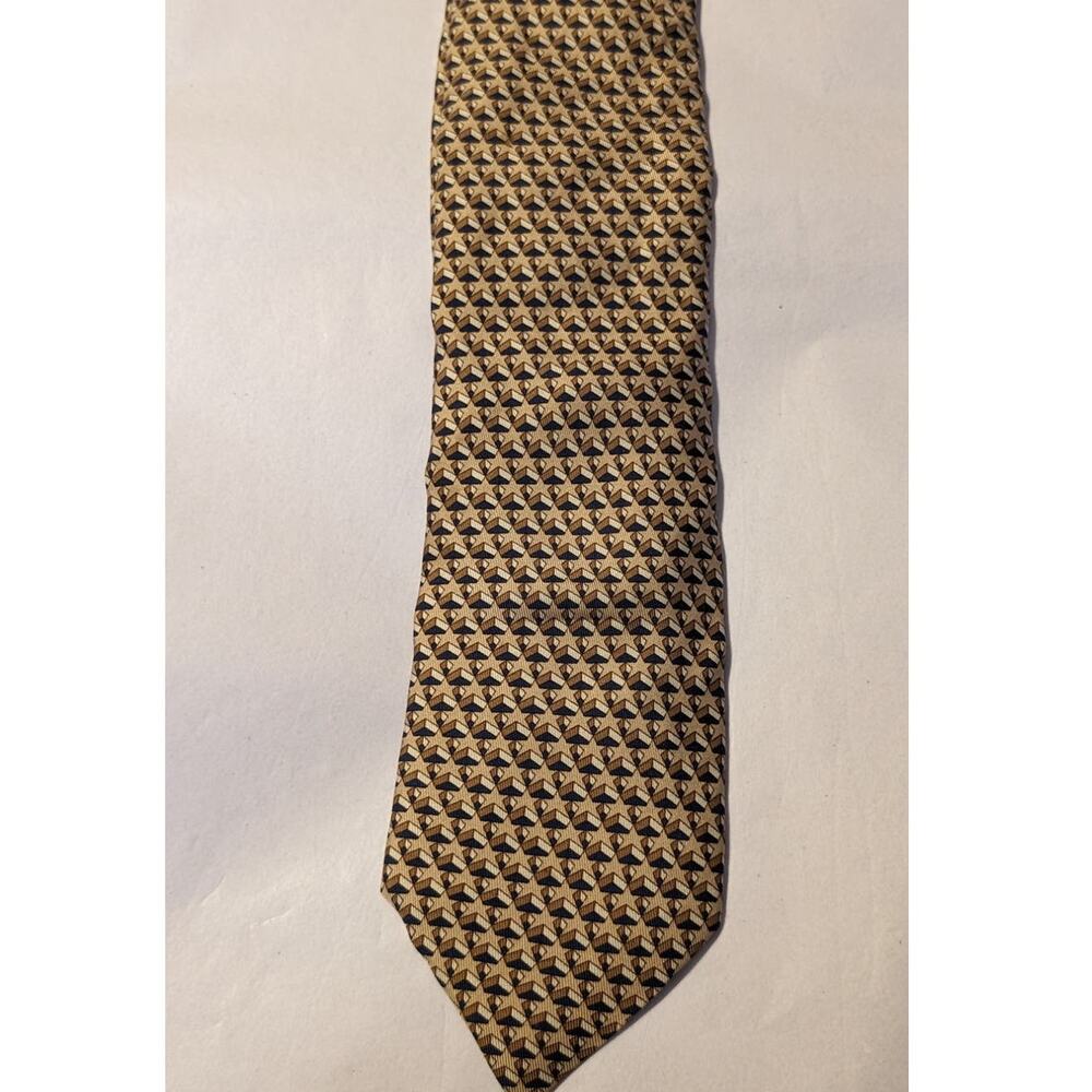 Hermes Paris Vintage 100% Silk Beige Star Print Neck Tie